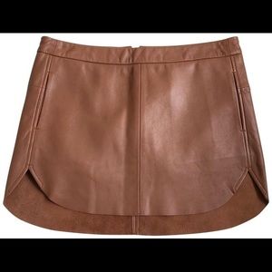 Michelle Mason Rounded Hem Leather Mini Skirt